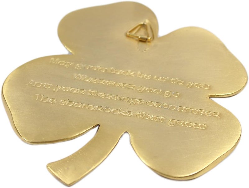 Robert Emmet Co . Lucky 4 Leaf Clover Ireland Wall Hanging Gold Lucky Shamrock Plated Pewter Irish Blessing Wall Decor - Image 3